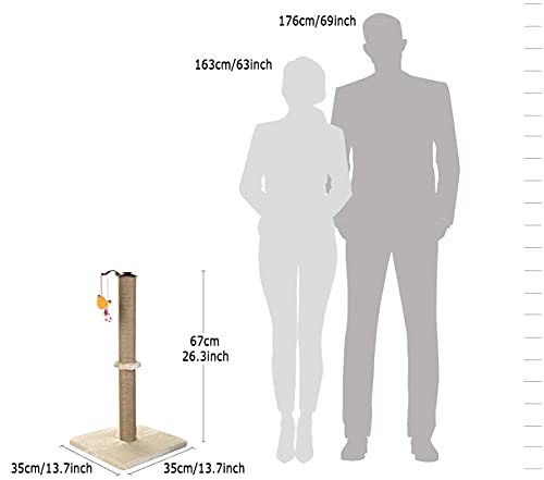 Akarden Cat Scratching Post, 360 Degree Roating Cat Claw Scratcher with Hanging Ball, Cat Furniture, Soft Smooth Plush, 26.3'' in Height