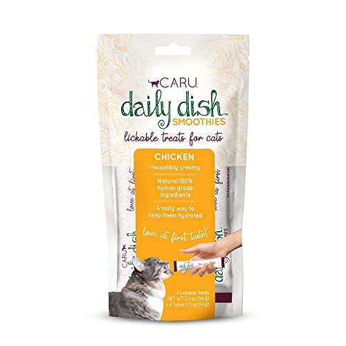 CARU Daily Dish Smoothies Lickable Treats for Cats (Chicken, Pack of 4), 10851395005906, Natural, 56 g/2 oz