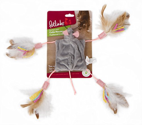 Petlinks Cutie Mouse Feathered Crinkle Cat Toy