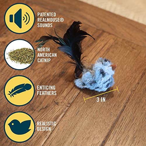 OurPets Play-N-Squeak Backyard Bird Catnip Cat Toy, 4.5' length