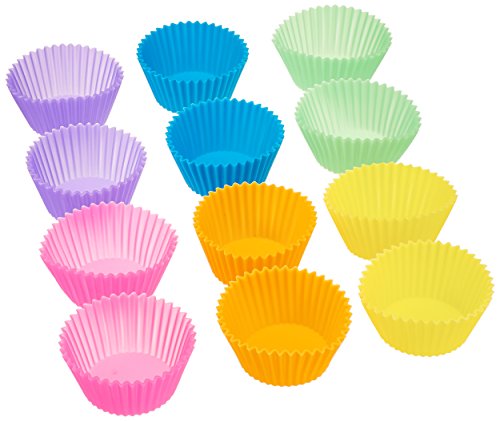 AmazonBasics Reusable, Silicone, Non-Stick Baking Cups Liners - Pack of 12