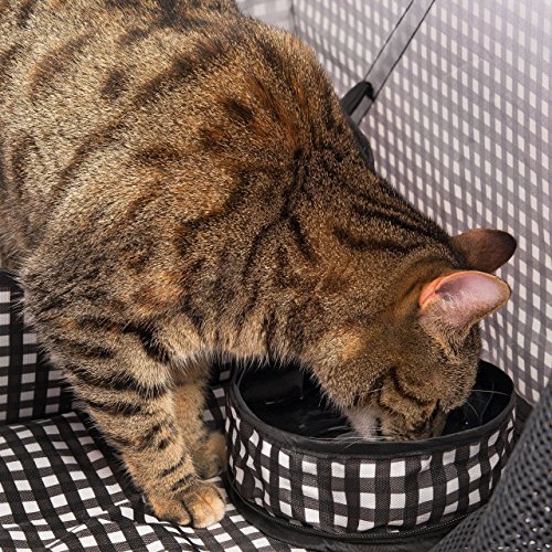 CHEERING PET, Stress Free Cat Condo Cage, Portable Cat Travel Cage, Collapsible Litter Box, Foldable Feeding Bowl,nFeather Teaser and Ball, Carrying Bag, Extra Large 32" X 19" X 19" (Checker Board)
