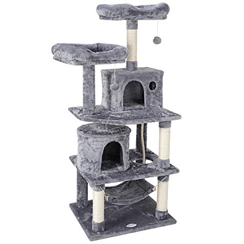 ZENY 57.1'' Cat Tree Furniture Kitten Activity Tower Pet Kitty Play House with Scratching Posts Perches Hammock (Grey)