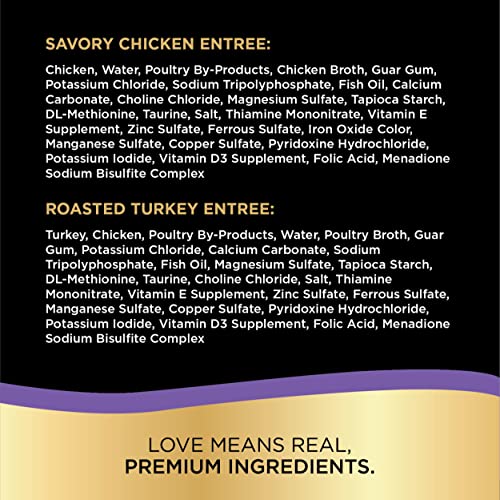 SHEBA PERFECT PORTIONS Soft Wet Cat Food Paté Savory Chicken Entrée and Roasted Turkey Entrée Multipack, Easy Peel Twin-Pack Trays, 48 Count