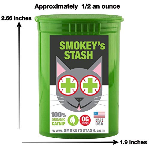 Smokey's Stash Organic Catnip OG puss Potent cat nip for Cats Small pop top