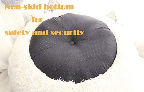 BODISEINT Modern Soft Plush Round Pet Bed for Cats or Small Dogs, Mini Medium Sized Dog Cat Bed Self Warming Autumn Winter Indoor Snooze Sleeping Cozy Kitty Teddy Kennel (S(19.7Dx7.9 H, Dark Grey)