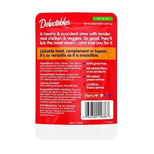 Delectables Stew Lickable Wet Cat Treats - Chicken & Veggies (Pack of 12)