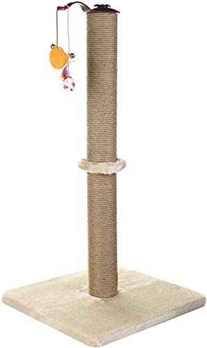 Akarden Cat Scratching Post, 360 Degree Roating Cat Claw Scratcher with Hanging Ball, Cat Furniture, Soft Smooth Plush, 26.3'' in Height
