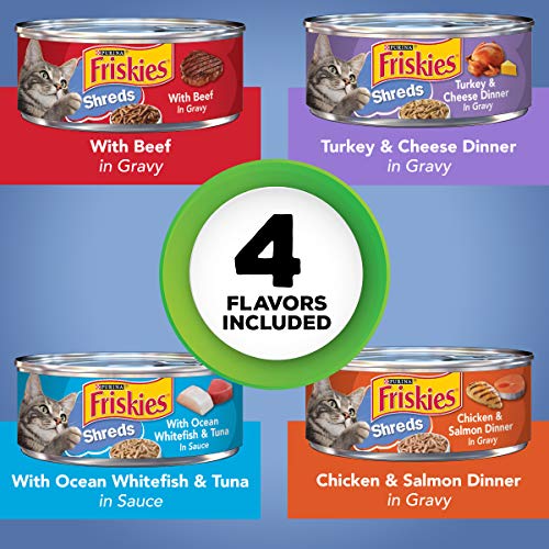 Friskies Wet Cat Food Variety Pack, Savory Shreds, (32) 5.5 Oz Cans