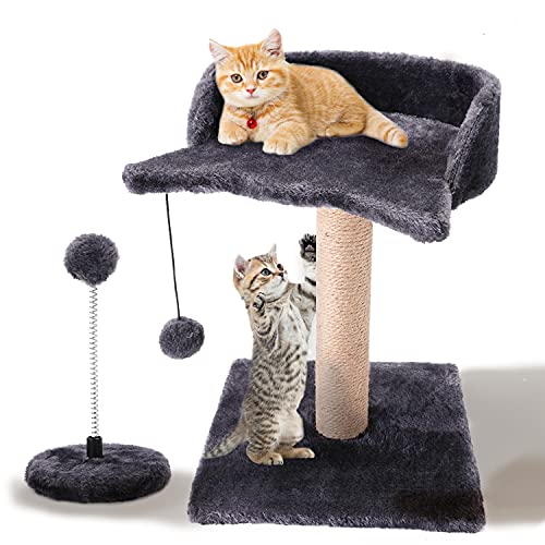 GiftParty Cat Scratching Post for Kitty, Natural Sisal Scratchers Post, Plush Platform and Hanging Toy Balls, Kittens & Cat Interactive Toys
