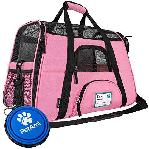 PetAmi Premium Airline Approved Soft-Sided Pet Travel Carrier | Ideal for Small - Medium Sized Cats, Dogs, and Pets | Ventilated, Comfortable Design with Safety Features (Large, Pink)