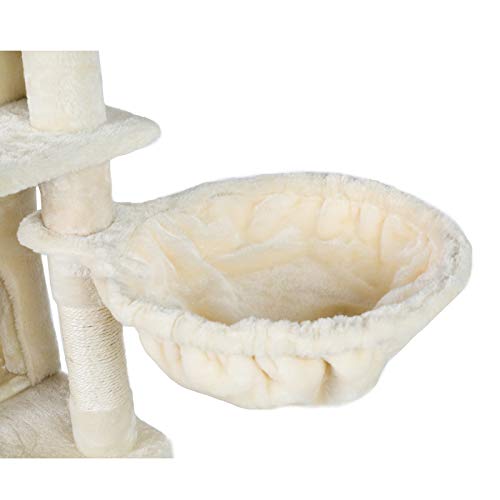 Hey-brother XL Size Cat Tree, Cat Tower with 3 Caves, 3 Cozy Perches, Scratching Posts, Board, Activity Center Stable for Kitten/Gig Cat Beige MPJ0032M
