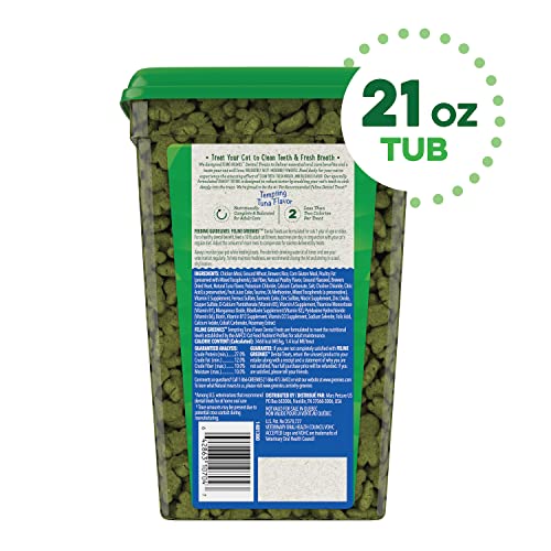 FELINE GREENIES Natural Dental Care Cat Treats Tempting Tuna Flavor, 21 oz. Tub