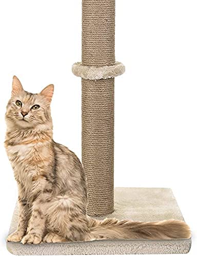 Akarden Cat Scratching Post, 360 Degree Roating Cat Claw Scratcher with Hanging Ball, Cat Furniture, Soft Smooth Plush, 26.3'' in Height