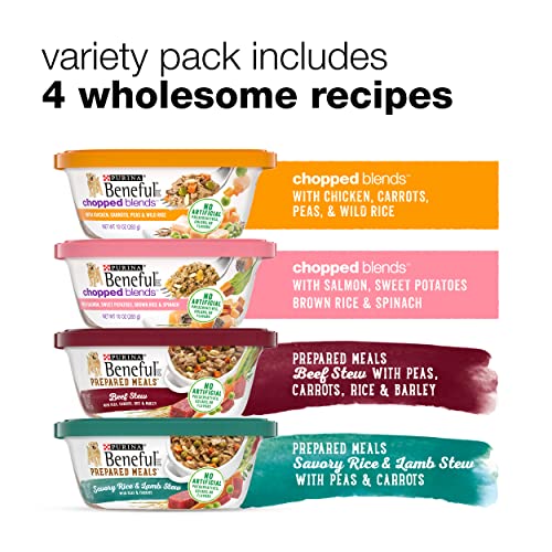 Purina Beneful Wet Dog Food Variety Pack, Prepared Meals & Chopped Blends - (16) 10 oz. Tubs