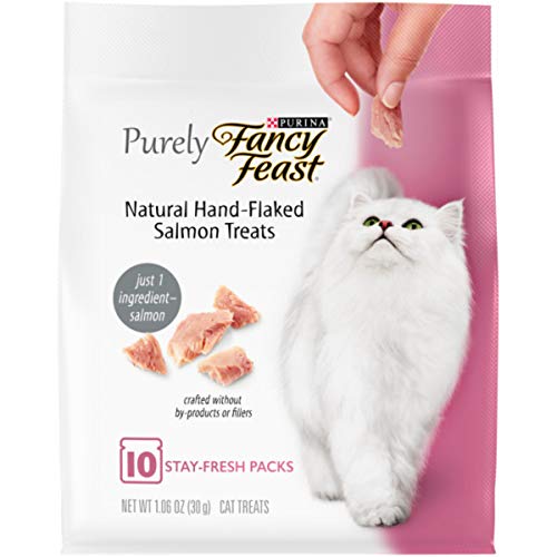 Purina Fancy Feast Natural Cat Treats, Purely Natural Hand-Flaked Salmon - 10 ct. Pouches, pack of 5