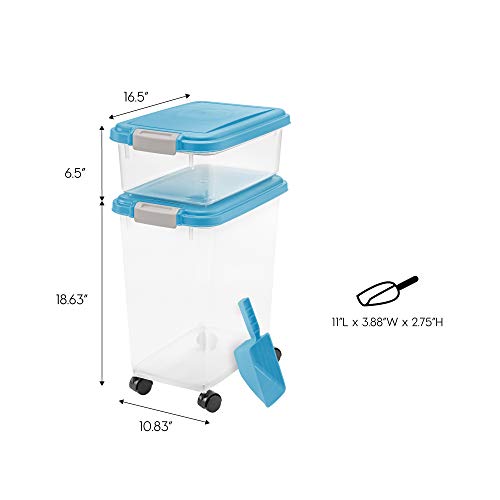 IRIS USA, Inc. 3- Piece Airtight Pet Food Storage Container Combo, Blue Moon