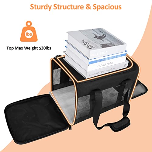 Mancro Pet Carrier Airline Approved, Soft-Sided Pet Travel Bag for Cats with Mesh Windows and Fleece Padding, Collapsible Dog Carrying Case Fit Under Airplane Seat for Kittens, Puppies and Small Dogs