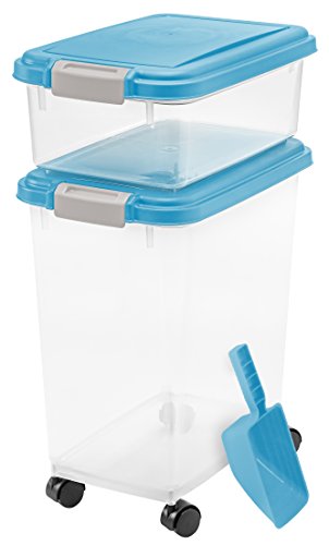 IRIS USA, Inc. 3- Piece Airtight Pet Food Storage Container Combo, Blue Moon