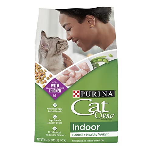 Purina Cat Chow Hairball, Healthy Weight, Indoor Dry Cat Food, Indoor - (4) 3.15 lb. Bags
