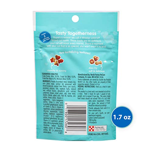 Purina Whisker Lickin's Cat Treats, Crunchy & Yummy Tuna Flavor - 1.7 oz. Pouch