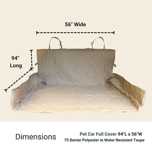 Formosa Covers Quilted and Padded Dog Pet Car Seat Cover with Comforting Fabric and Non-Slip Backing Best for Car Truck and SUV - Travel with Your Pet Mess Free - Universal Fit 56" Wx94 L, Taupe