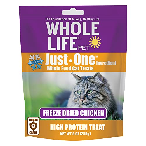 Whole Life Pet USA Sourced and Produced Human Grade Freeze Dried Chicken Breast Cat Treat Value Pack, Protein Rich for Training, Picky Eaters, Digestion, Weight Control, 9 Ounce