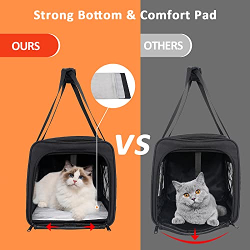 Mancro Pet Carrier Airline Approved, Soft-Sided Pet Travel Bag for Cats with Mesh Windows and Fleece Padding, Collapsible Dog Carrying Case Fit Under Airplane Seat for Kittens, Puppies and Small Dogs