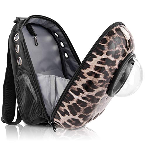 Giantex Astronaut Pet Cat Dog Puppy Carrier Travel Bag Space Capsule Backpack Breathable (Leopard)