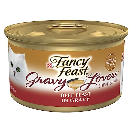 Purina Fancy Feast Gravy Wet Cat Food, Gravy Lovers Beef Feast in Roasted Beef Flavor Gravy - (24) 3 oz. Cans