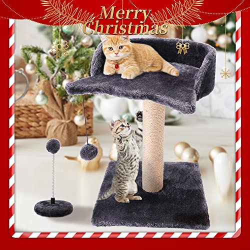 GiftParty Cat Scratching Post for Kitty, Natural Sisal Scratchers Post, Plush Platform and Hanging Toy Balls, Kittens & Cat Interactive Toys