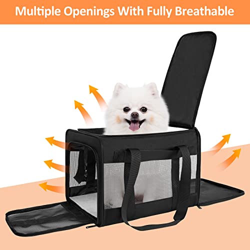 Mancro Pet Carrier Airline Approved, Soft-Sided Pet Travel Bag for Cats with Mesh Windows and Fleece Padding, Collapsible Dog Carrying Case Fit Under Airplane Seat for Kittens, Puppies and Small Dogs