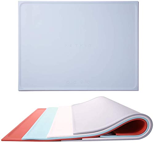 PETKIT Pet Food Feeding Mat, Silicone Dog Cat Placemat FDA Approved, Waterproof Spill Proof Non Slip Dog Food Mat, Collapsible Portable Dog mats for Food and Water, 18.1 x13.4, Grey