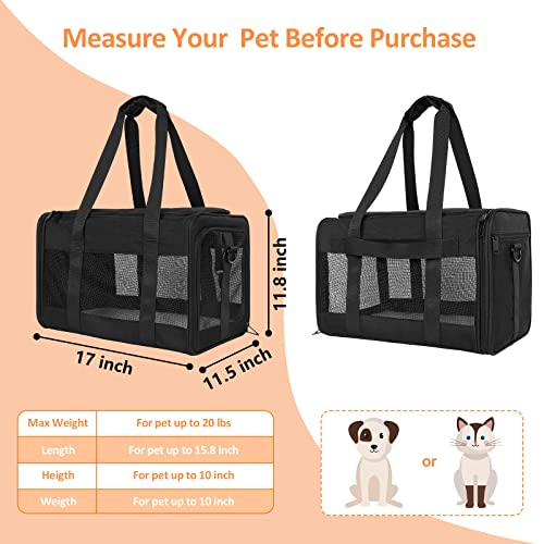 Mancro Pet Carrier Airline Approved, Soft-Sided Pet Travel Bag for Cats with Mesh Windows and Fleece Padding, Collapsible Dog Carrying Case Fit Under Airplane Seat for Kittens, Puppies and Small Dogs