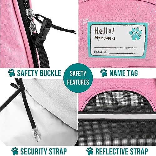 PetAmi Premium Airline Approved Soft-Sided Pet Travel Carrier | Ideal for Small - Medium Sized Cats, Dogs, and Pets | Ventilated, Comfortable Design with Safety Features (Large, Pink)