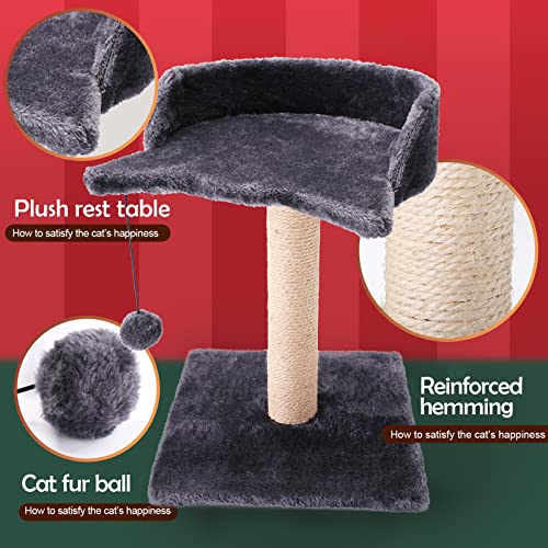 GiftParty Cat Scratching Post for Kitty, Natural Sisal Scratchers Post, Plush Platform and Hanging Toy Balls, Kittens & Cat Interactive Toys