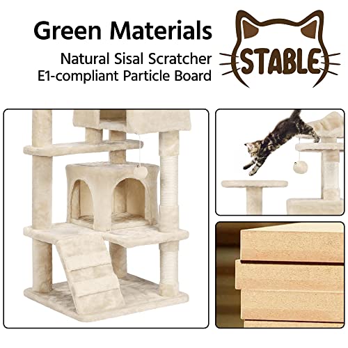 Yaheetech 51in Cat Tree Tower Condo Furniture Scratch Post for Kittens Pet House Play