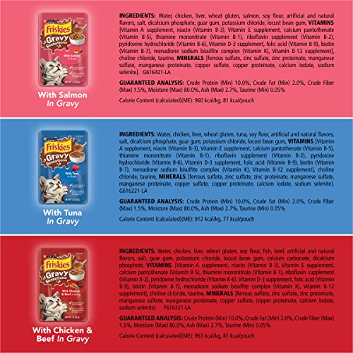 Purina Friskies Gravy Wet Cat Food Variety Pack, Gravy Sensations Farm & Fish Pouches - (24) 3 oz. Pouches