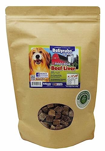 Bellyrubs Freeze-Dried Beef Liver Treats for Small to Large Dogs 14oz | 100% Real Beef Liver Chews | All-Natural Gluten & Grain Free | High Protein Premium Dog Training Treat | Made in USA