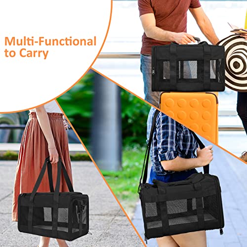 Mancro Pet Carrier Airline Approved, Soft-Sided Pet Travel Bag for Cats with Mesh Windows and Fleece Padding, Collapsible Dog Carrying Case Fit Under Airplane Seat for Kittens, Puppies and Small Dogs