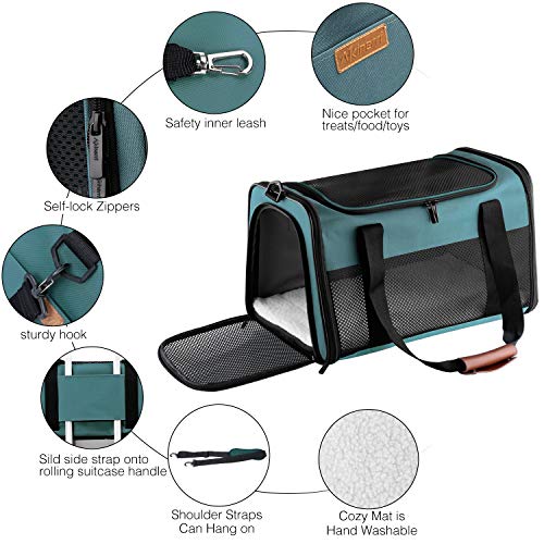 Akinerri Airline Approved Pet Carriers,Soft Sided Collapsible Pet Travel Carrier for Medium Puppy and Cats, Cats Carrier, Pet Carriers for Small Medium Cats