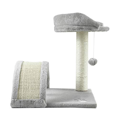 ScratchMe Cat Tree Condo with Scratching Post, Cat Tower Pet Play House with Toy, Grey