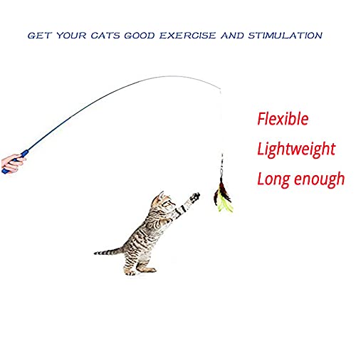 JTEEY Cat Toys Interactive,9 Packs Retractable Cat Toy Wand, Cat Feather Toy, Assorted Refills Teaser Exerciser Wand Toy Set,Fish Bird Butterfly Dragonfly Worm