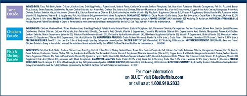 Blue Buffalo Healthy Gourmet Natural Adult Flaked Wet Cat Food Variety Pack, Tuna, Chicken, Fish & Shrimp 3-oz cans (12 count- 4 of each flavor)