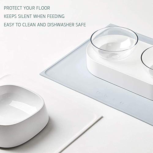 PETKIT Pet Food Feeding Mat, Silicone Dog Cat Placemat FDA Approved, Waterproof Spill Proof Non Slip Dog Food Mat, Collapsible Portable Dog mats for Food and Water, 18.1 x13.4, Grey