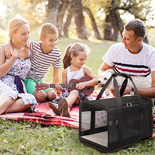 Mancro Pet Carrier Airline Approved, Soft-Sided Pet Travel Bag for Cats with Mesh Windows and Fleece Padding, Collapsible Dog Carrying Case Fit Under Airplane Seat for Kittens, Puppies and Small Dogs