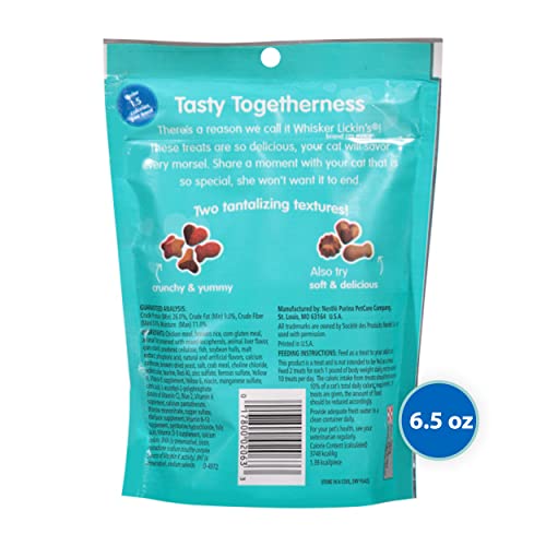 Purina Whisker Lickin's Cat Treats, Crunchy & Yummy Chicken & Seafood Flavors - (7) 6.5 oz. Pouches