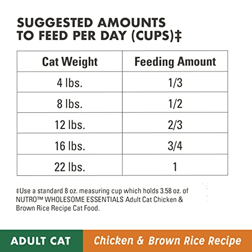 NUTRO WHOLESOME ESSENTIALS Natural Dry Cat Food, Adult Cat Chicken & Brown Rice Recipe Cat Kibble, 3 lb. Bag