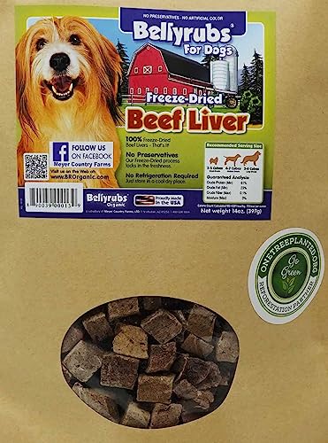 Bellyrubs Freeze-Dried Beef Liver Treats for Small to Large Dogs 14oz | 100% Real Beef Liver Chews | All-Natural Gluten & Grain Free | High Protein Premium Dog Training Treat | Made in USA