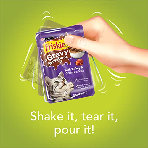 Purina Friskies Gravy Wet Cat Food Variety Pack, Gravy Sensations Farm & Fish Pouches - (24) 3 oz. Pouches